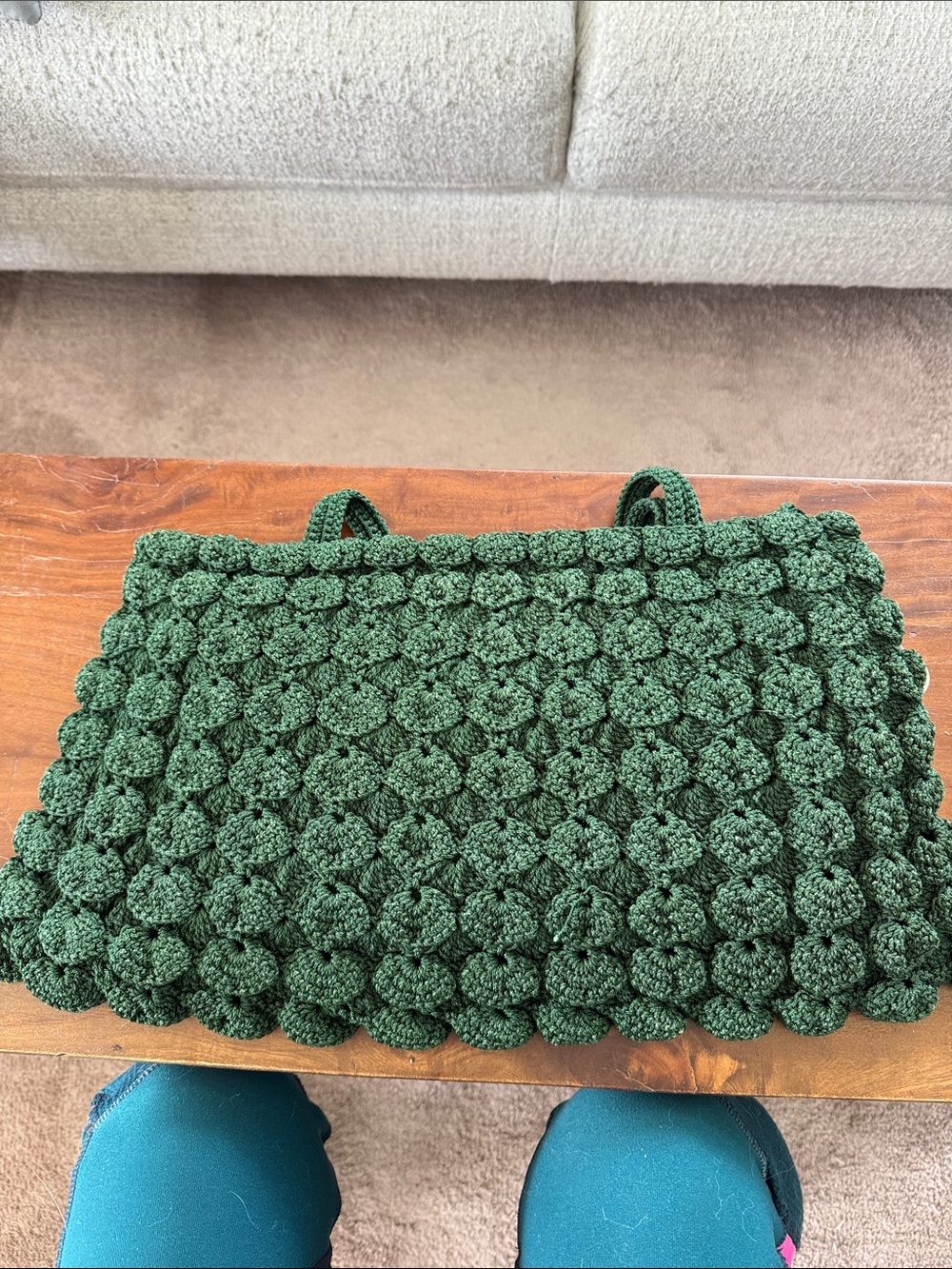 Green Crocheted Bubble Tote Bag - Unbranded ; exquisite and grand